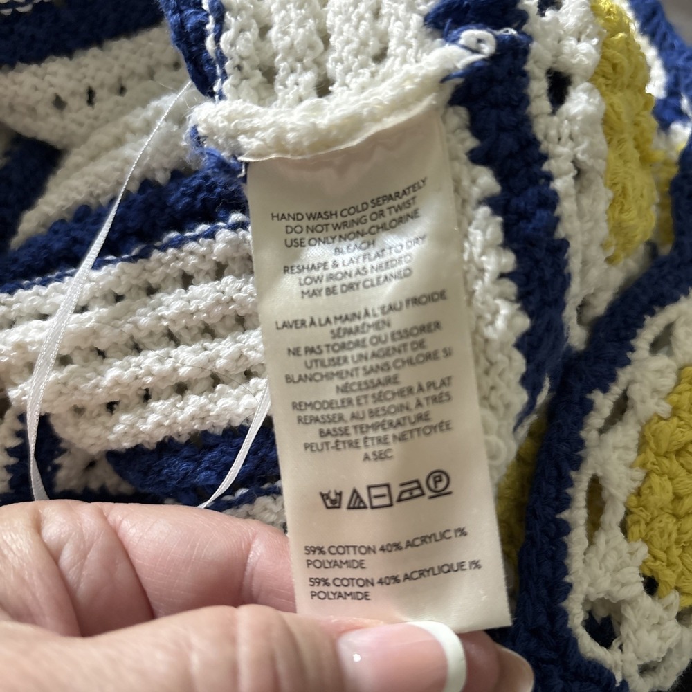 Maeve By Anthropologie Crochet Hem Sweater V Neck Tank Granny Square Boho XL - Picture 8 of 12
